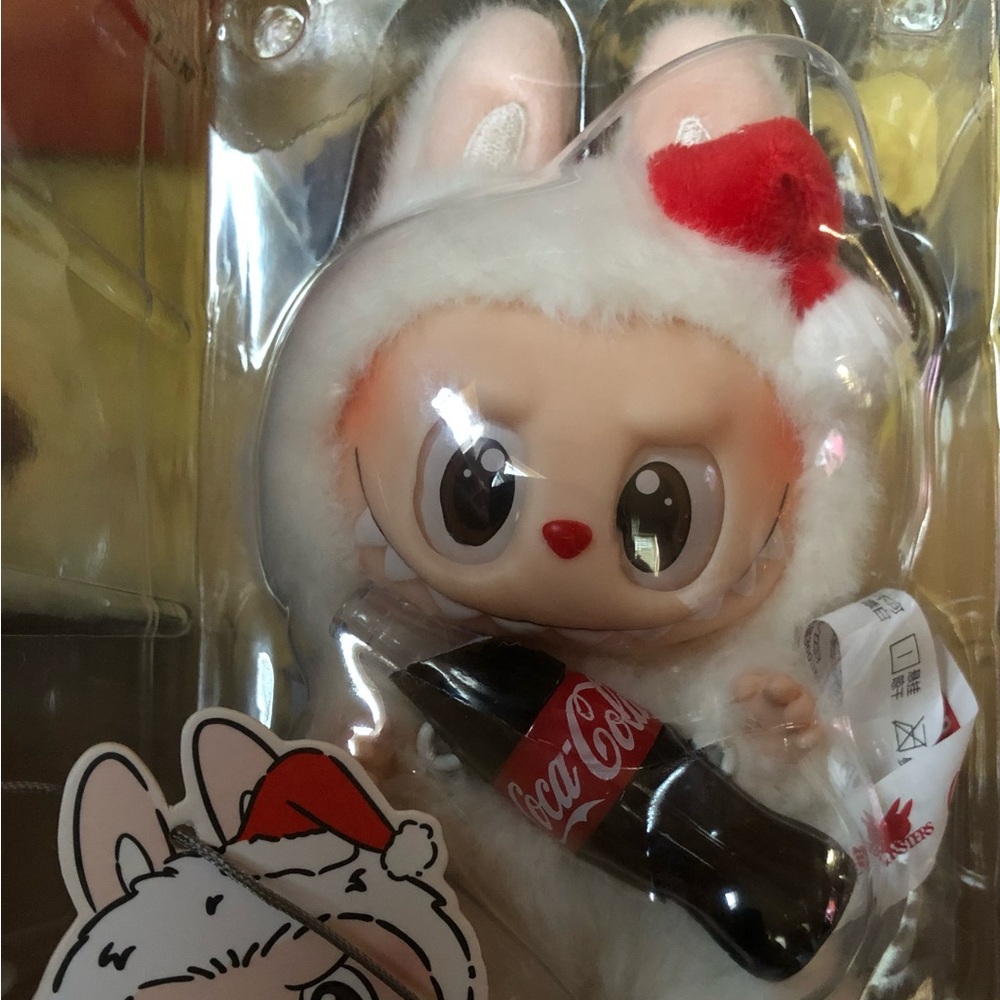 PopMart The Monsters “Coca-Cola” Plush Toy with Santa Hat - Limited Edition